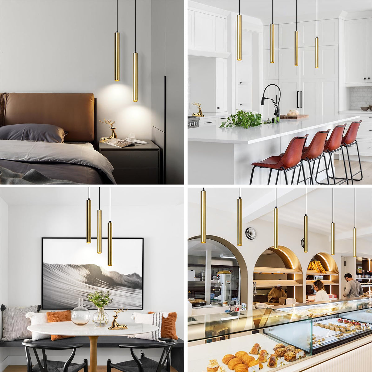 Modern Pendant Lights 4000K Bronze LED Dimmable Pendant Light Fixtures Pendant Lighting for Kitchen Island (Bronze-3p-Dimmable / 15.7inch-3p-1 light)