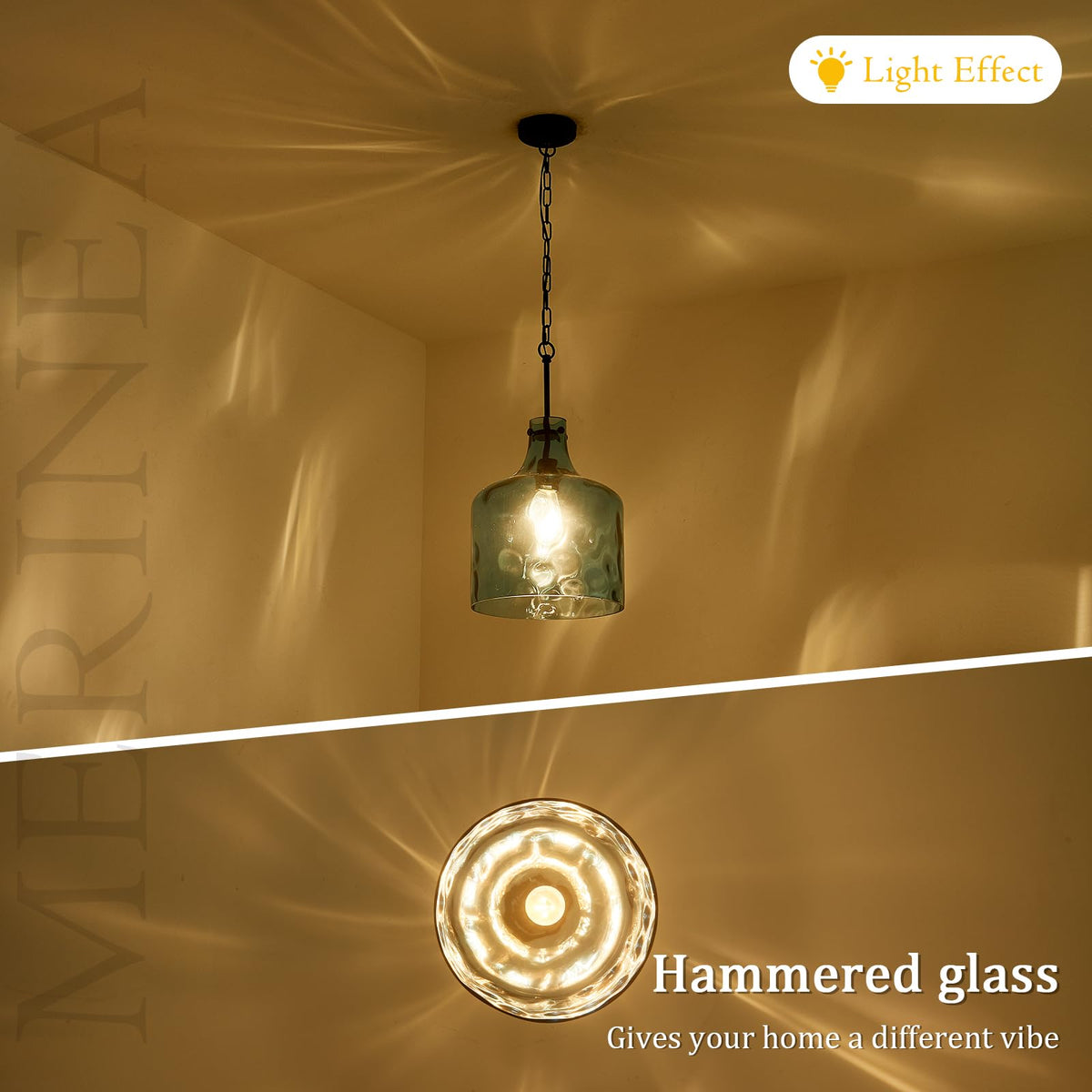 12" Blue Farmhouse Pendant Light (Blue Hammered)