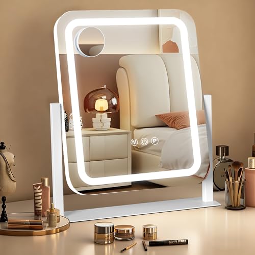 Vanity Mirror with Lights 15"×13" (White / 13"L x 15"W)