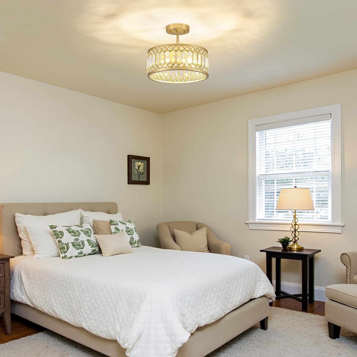 Crystal Gold Ceiling Light (Gold / 12 Inch)