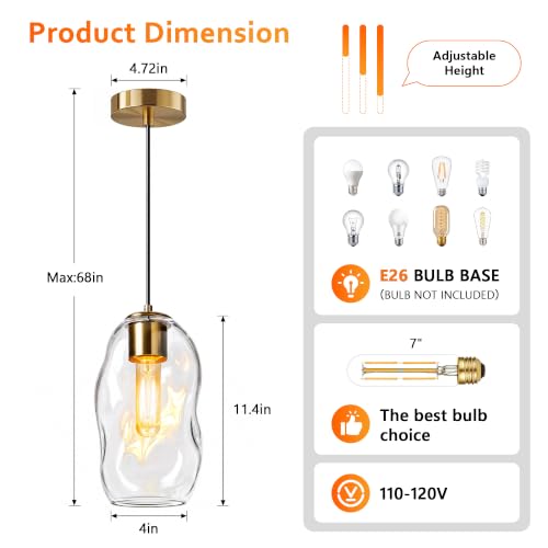 Pendant Lights Kitchen Island (Gold-11.4"H / 2 Pack)