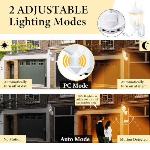 Porch Lights Outdoor Motion Sensor Wall Sconce Anti (White / Standard - 1 Pack)