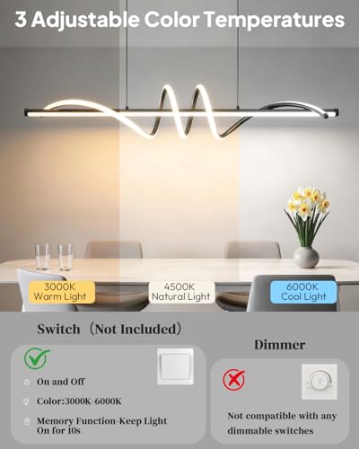 47.2in Dining Table Light Fixture (Black / 47.2in)