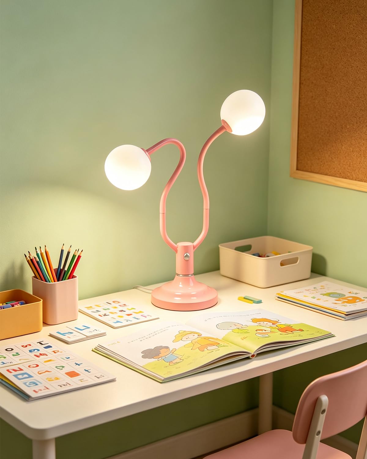Pink Globe Table Lamp Dimmable Magic DIY Arms G9 Bulbs Included (15-Pink-Globe-2U-Magic DIY Arms)
