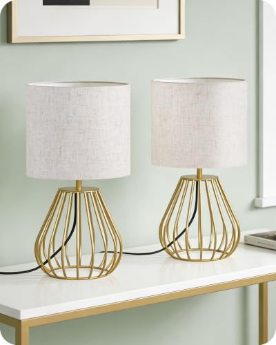 Gold Table Lamps Set of 2 (2Pack Beige + Gold)