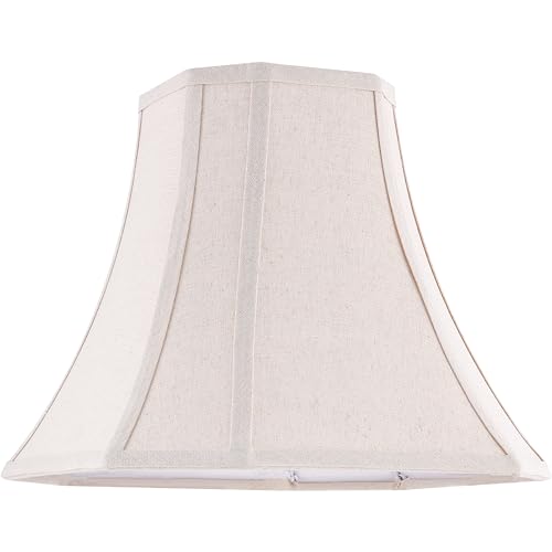 Beige Square Cut Corner Bell Lamp Shade Set of 2 Medium Linen Lampshade 6.5``Top×13``Bottom×10.6``Hight (13IN 2 PACK / Beige)