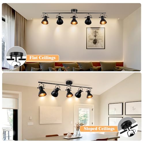5 Light Track Lighting Fixtures Ceiling Black Track Lights 47.24" (5 Light)