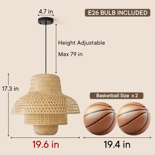 Bamboo Pendant Light Fixture Indoor
