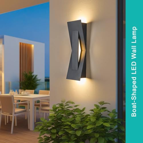 Modern Dimmable LED Up Down Wall Light (1 Pack Textured Black)