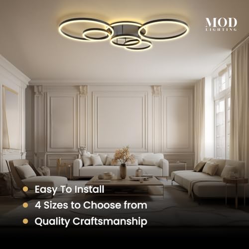 Chloe Flush Mount Ceiling Light (Black Ash / 6 Circles / Warm White)