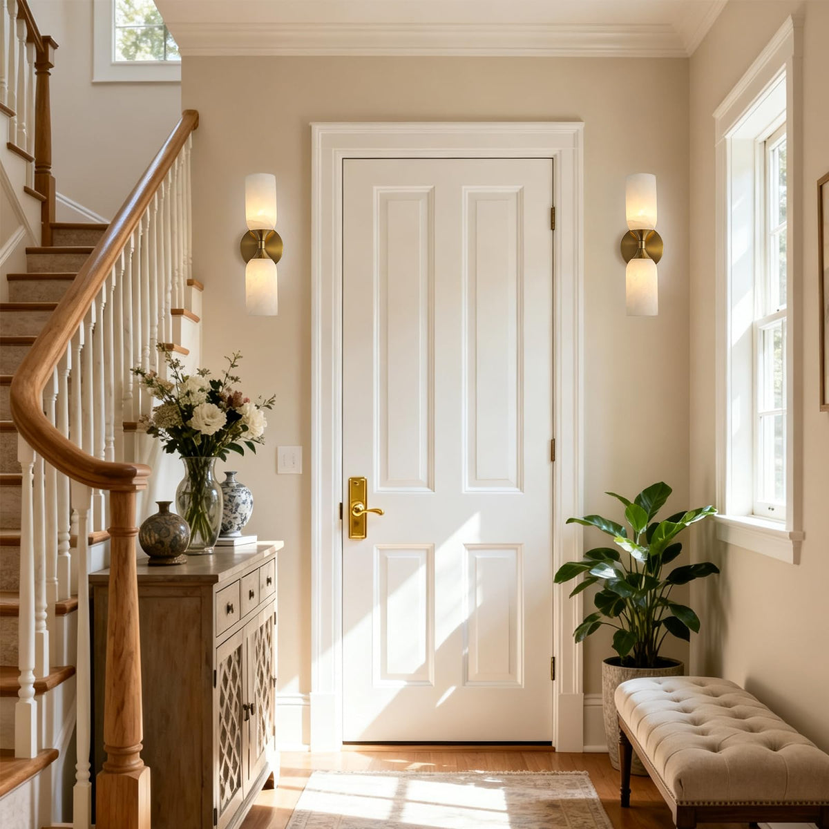 Alabaster Wall Sconces (Gold-14.2in-1 Pack)