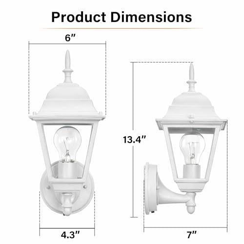 Dusk to Dawn Outdoor Porch Light Wall Mount (White / Dusk to Dawn Version)