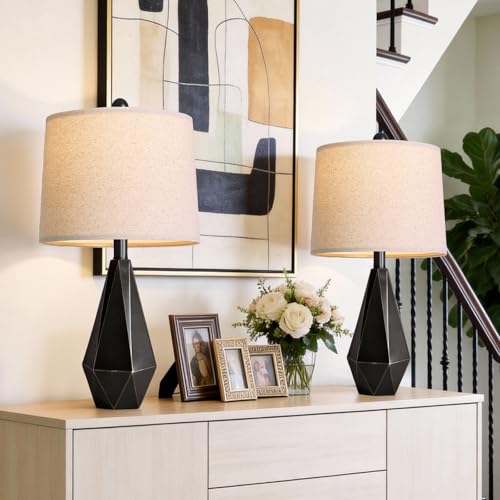 Table Lamps Set of 2 for Bedroom (Medium - Light Black)