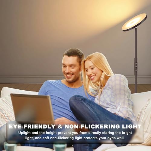 Floor Lamp Upgraded 40W 4000LM Super Bright Torchiere LED Floor Lamps for Living Room (40W Brown)