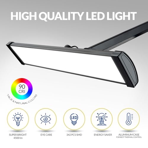 Ultra Bright 4500 Lumens Powerful Professional Eye Care LED Desk Lamp (Black)