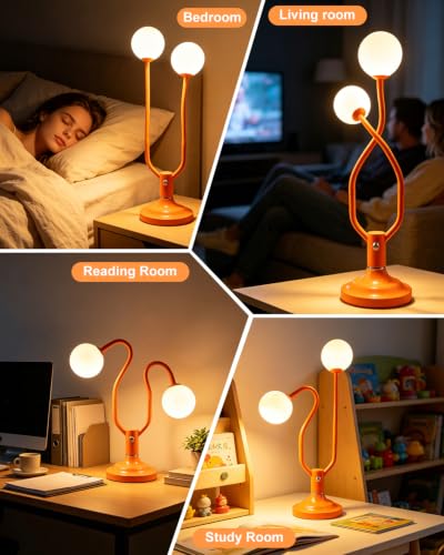 Orange Globe Table Lamp Dimmable Magic DIY Arms G9 Bulbs Included (14-Orange-Globe-2U-Magic DIY Arms)