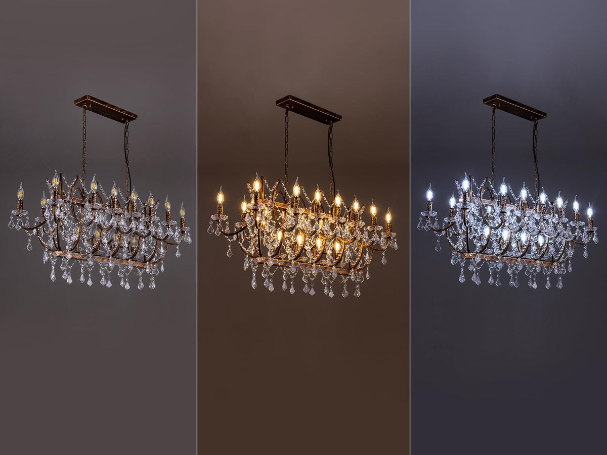 Crystal Chandelier 18 Lights Vintage Dining Room Light Fixture (Transparent / 40 inch)