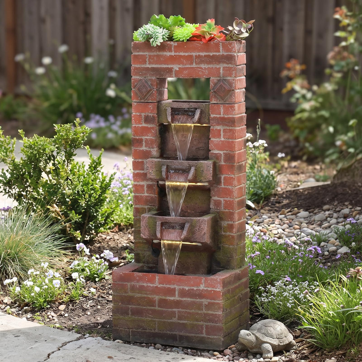 34" Brick Outdoor Fountain 4 (Brick Red-34)
