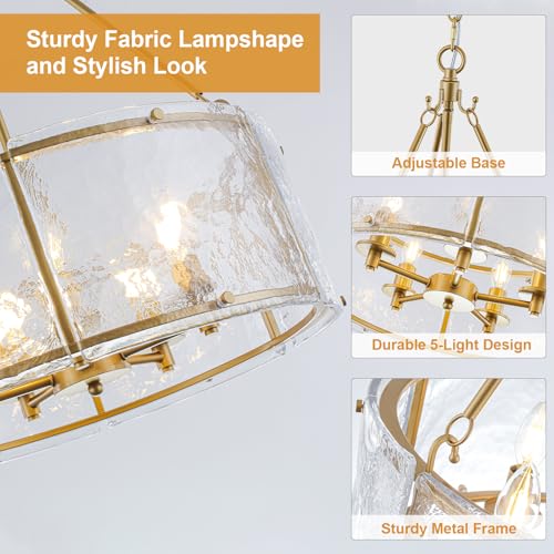 20" Glass Glod Chandeliers Modern Chandeliers for Dining Room (Gold)