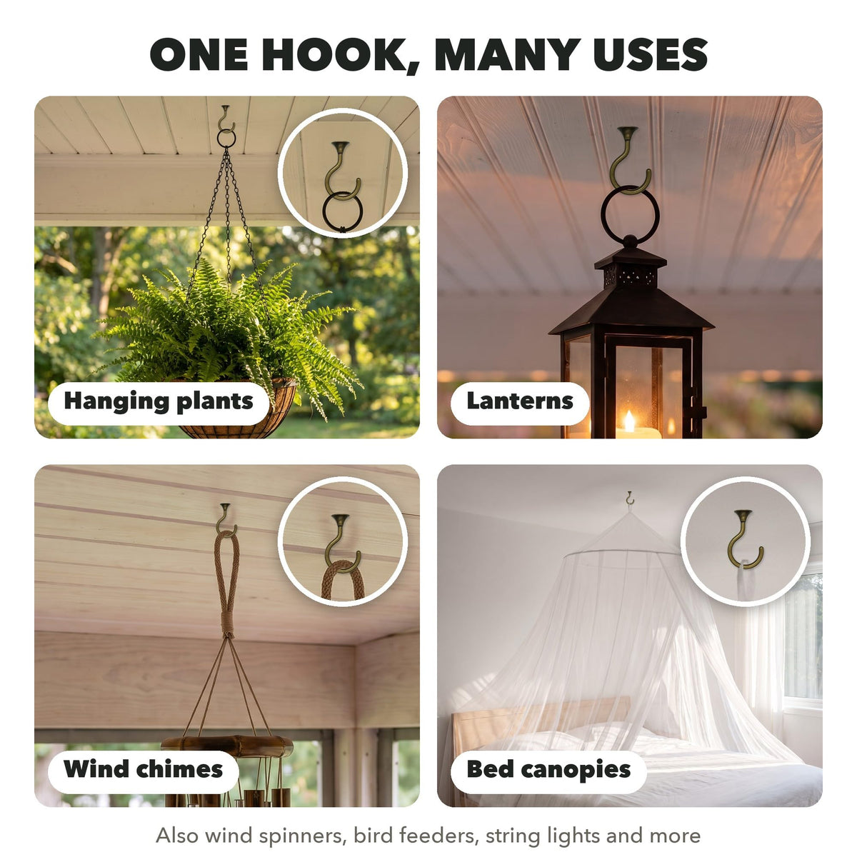 Heavy Duty Ceiling Hooks (Antique Brass)