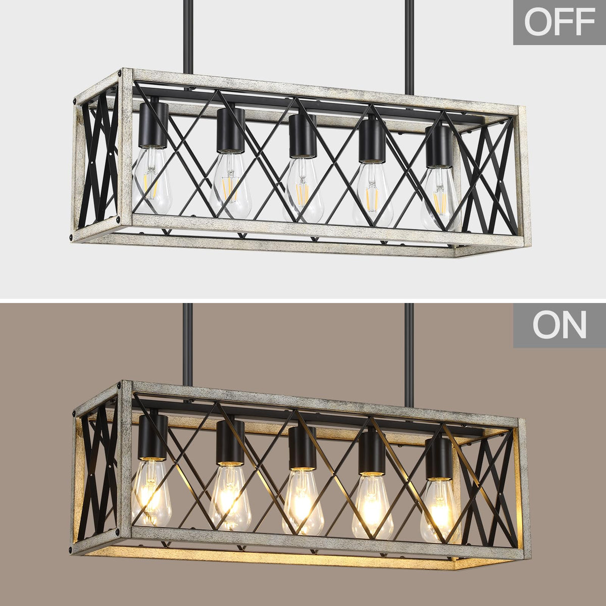 5 Light Farmhouse Kitchen Light (Gray Wood Grain / 5-Light)