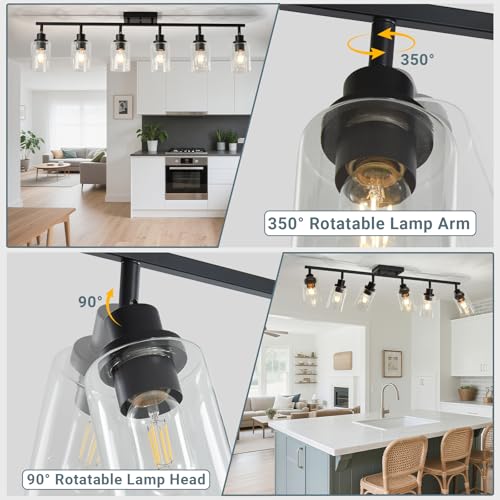 6 Light Kitchen Track Light Fixtures Ceiling Vanity Lights Black (Black / 6-Light)