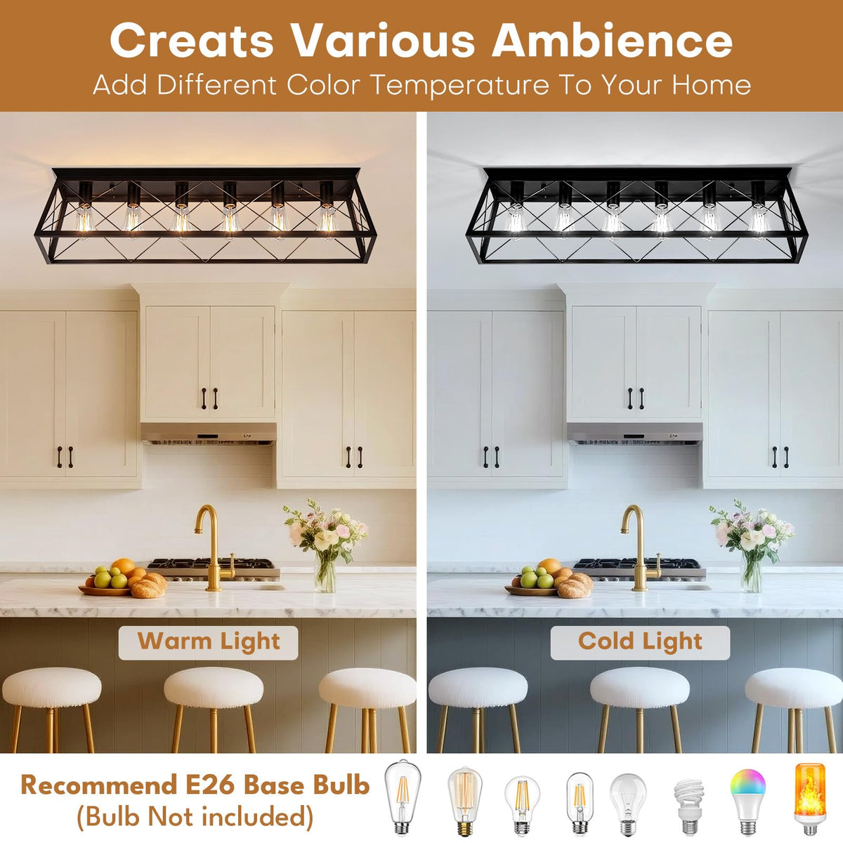 38" Large Flush Mount Ceiling Light for Kitchen Hallway Fixtures (38" Black Ceiling Light)