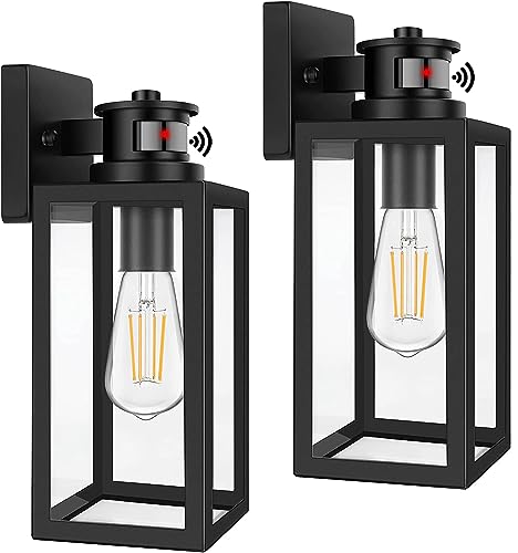 2 Pack Motion Sensor Outdoor Lights (Black / 13.25 inch)