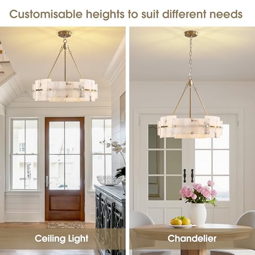 22” Alabaster Chandelier 4 (22"Brushed Gold)