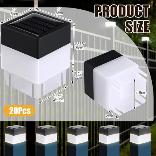 20 Pack Solar Post Cap Lights (Warm Yellow)