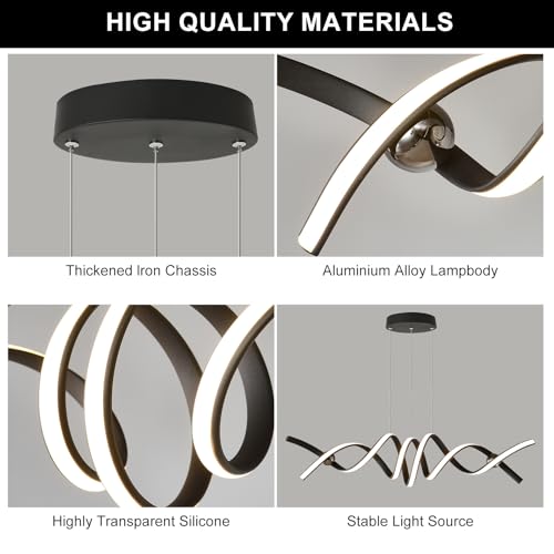 Kitchen Island Lighting (37in/Black/Linear/60W-Dimmable)