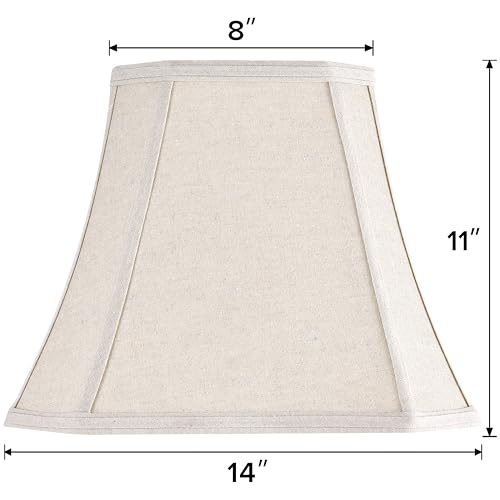 Square Lampshade for Table Lamps (8 x 14 x 11 inches - 1 Pack / Beige Dark Fabric)