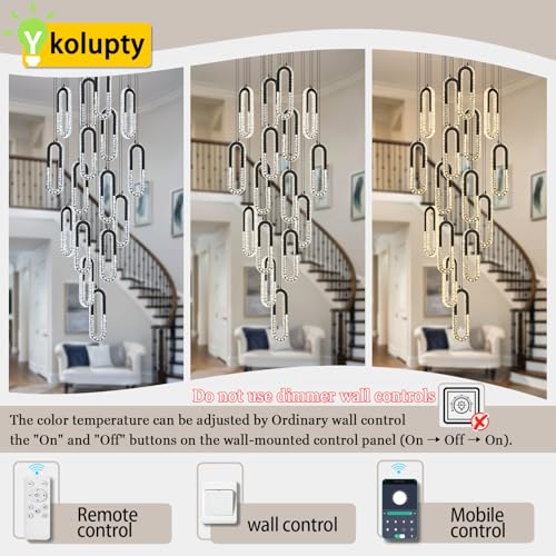 H138 Large Chandeliers for High Ceilings Crystal Ring Chandelier 16 (Black / 16 Rings (New))