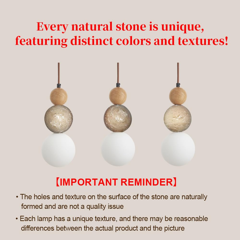 Modern Natural Stone Pendant Light (log wood color)