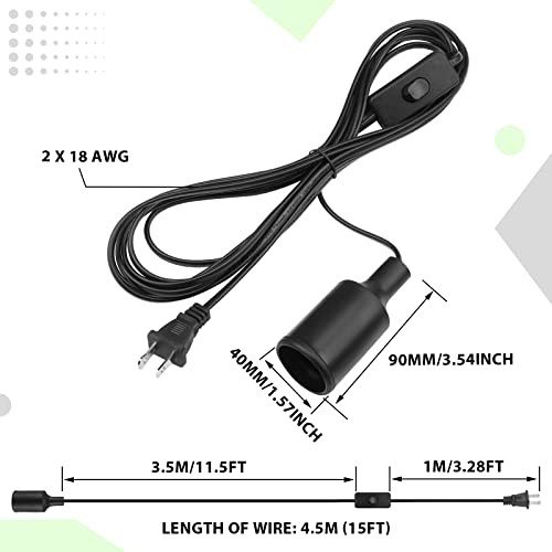 10 Pack Pendant Light Cord with Switch for E26 E27 (15 Feet)