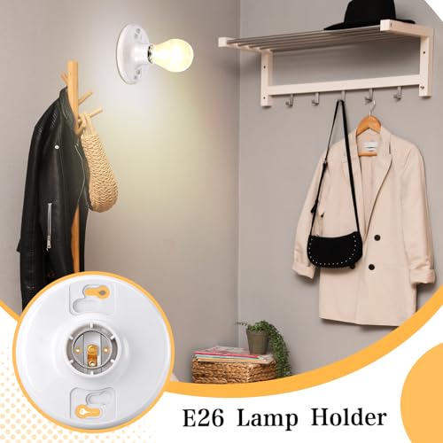 6 Pcs E26 Light Socket Medium Base Lamp Holder White lamp Socket