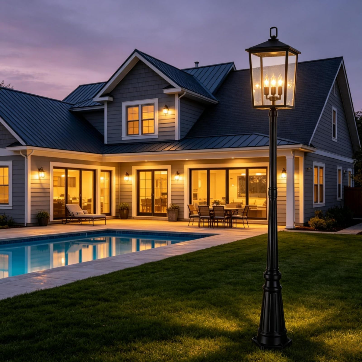 Outdoor Post Light 92" (Black (3-Light))