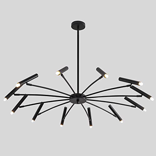 Lighting Modern Black Sputnik Chandelier Mid Century Vintage 12 (12 Light-Black)