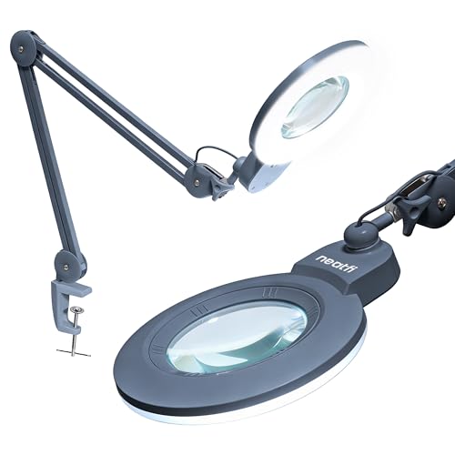 LED Magnifying Lamp (Gray / 7-inch Lens, Non-CCT with Clamp)