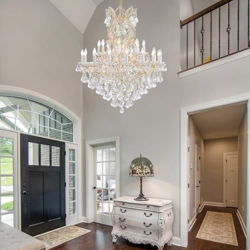 Gold Large Crystal Chandelier (24-Light/Gold)