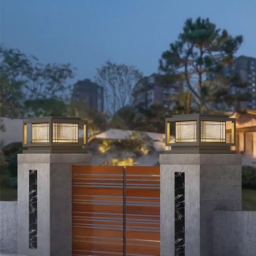 Outdoor Solar Outdoor Column Lights Modern Post Caps Light Aluminum IP65 Waterproof Pillar Light Square Landscape Column Lamp for Patio Posts Flat Surface Garden Decoration Post Lanterns