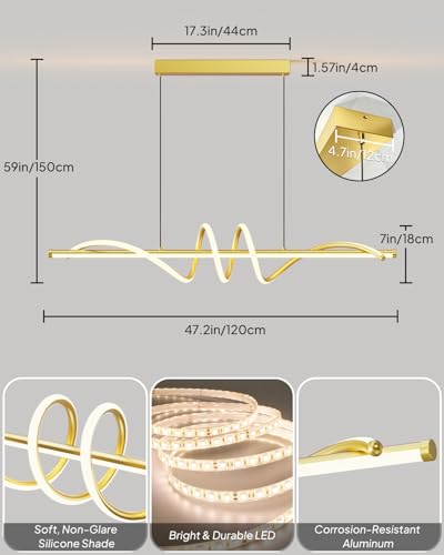 47.2in Dining Table Light Fixture (Gold / 47.2in)