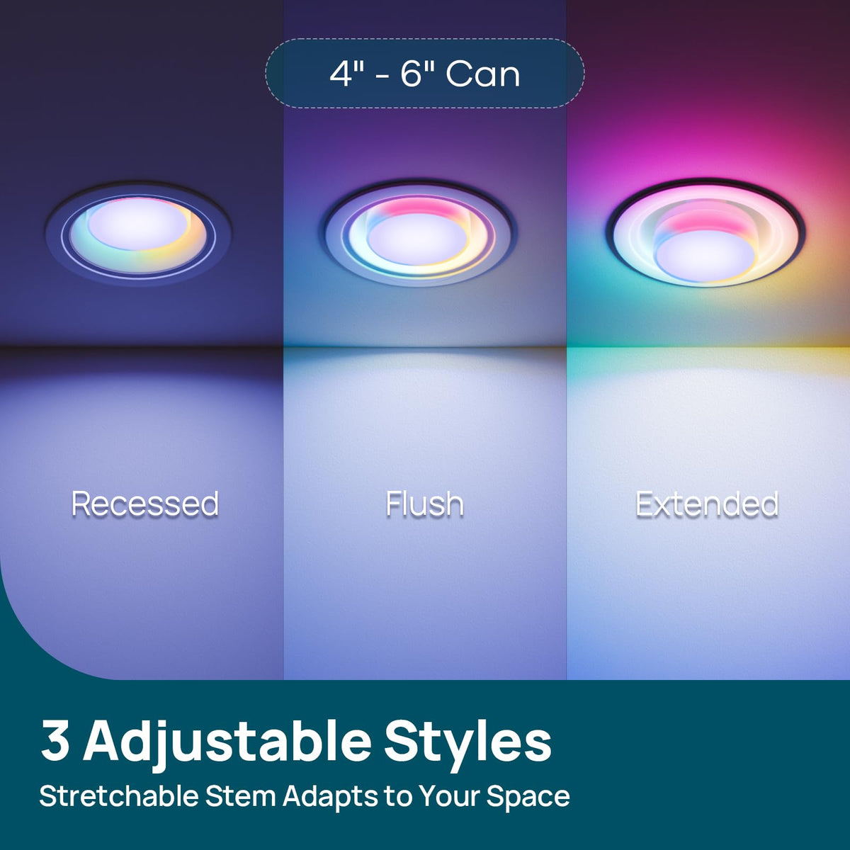 Matter BR30 Smart Light Bulbs (4-zone Independent / Stretchable-850lm-4pk)