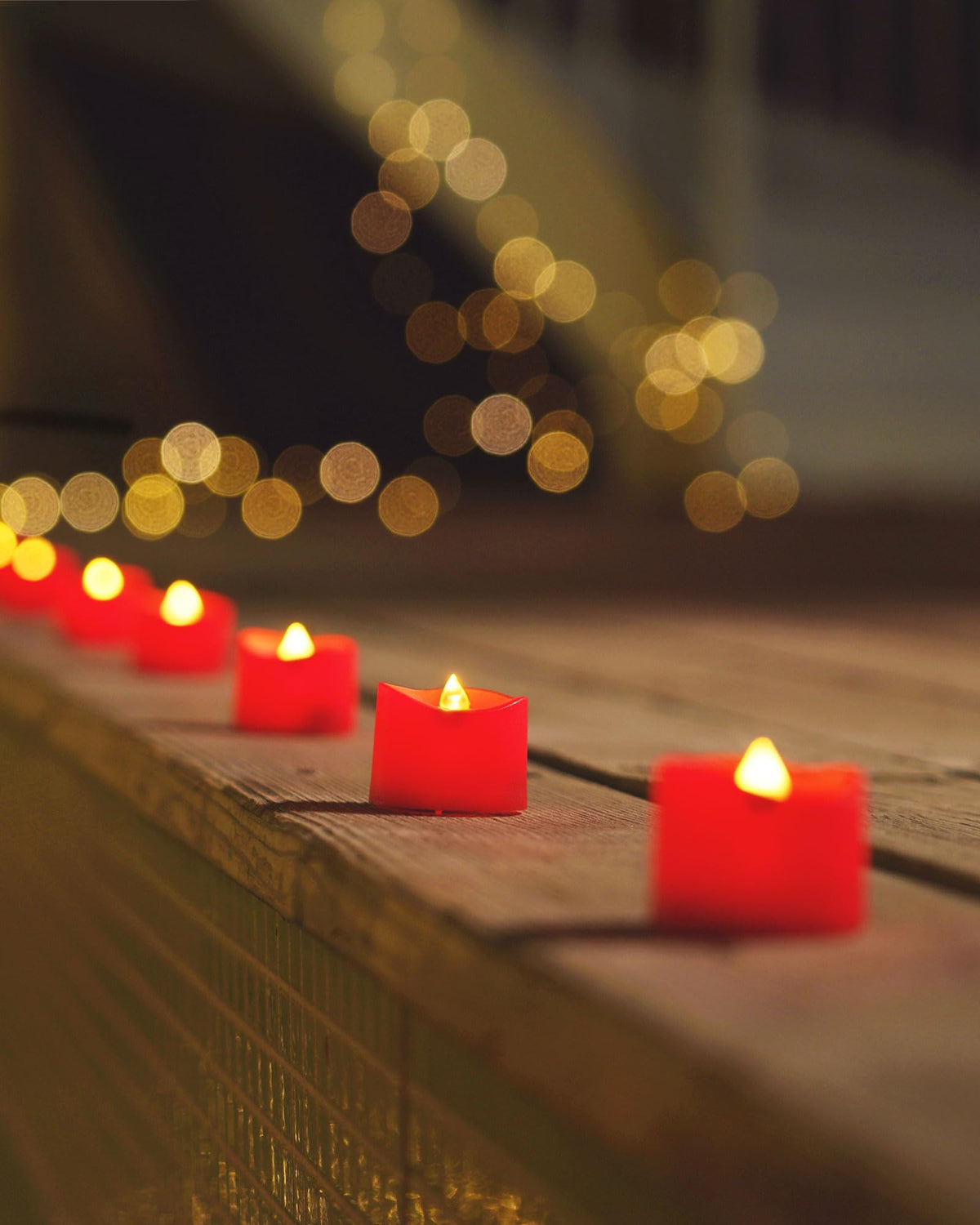 Red Flameless Battery Tea Light Candles - 50 Pack