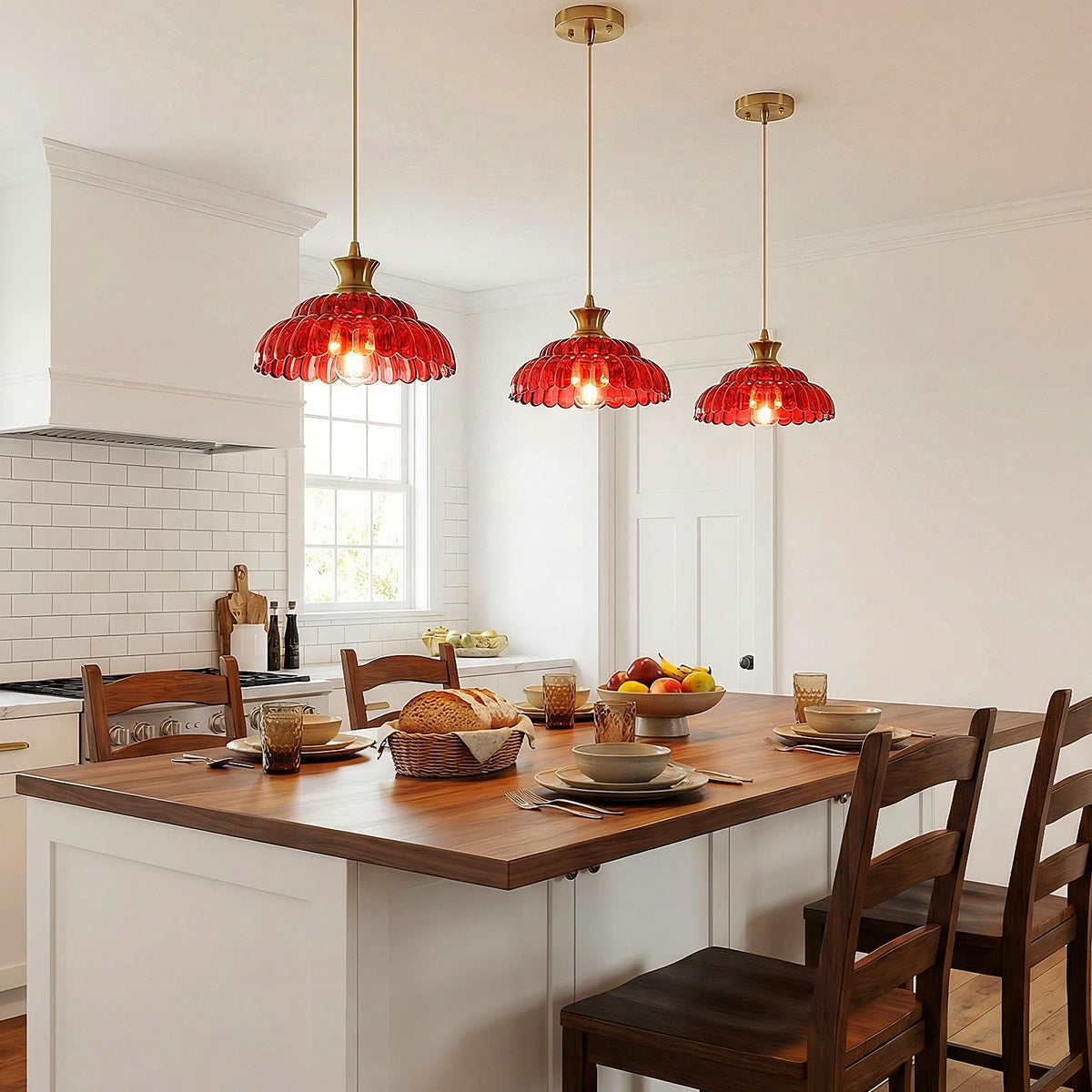 Red Glass Pendant Light (Red / 11.8in/1PC)