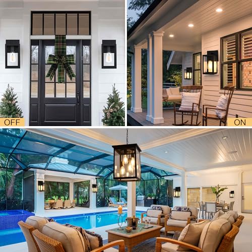 2 Pack Outdoor Wall Sconce (Black / 1-Light, 2-Pack)