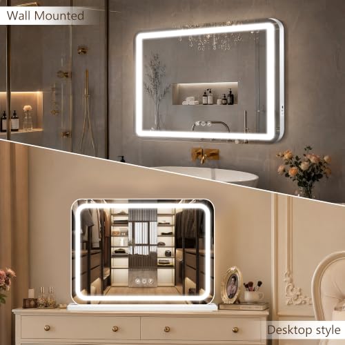 23" x 18" Vanity Mirror with Lights (White / 23"L x 18"W)