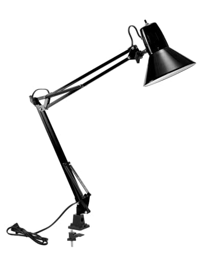 Office VLF100 LED Swing Arm Desk Lamp with Clamp Mount (36" Reach / Clamp, Black)