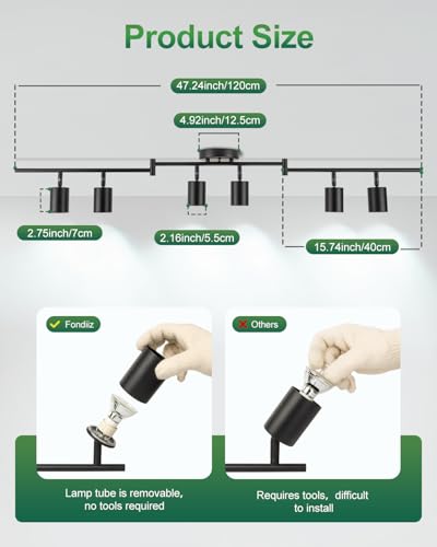 6 Ways Black Track Lighting Fixtures Ceiling Gu10 Bulb Not Included (Black / 6 Ways)