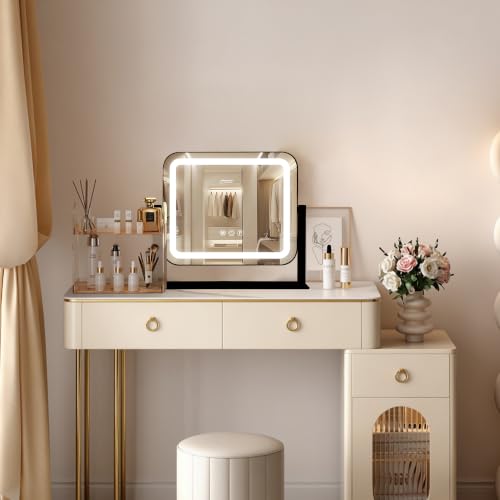 Black Vanity Mirror with Lights 14"×12" (Black / 14"L x 12"W)